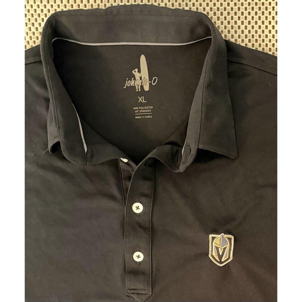 Johnnie O X Vegas Golden Knights Shirt Polo Men XL Short Sleeve Hockey NHL Black
